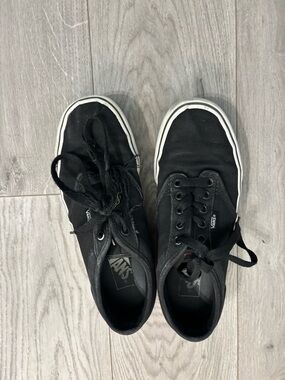 Vans Black Canvas Low-Top Skate Sneakers with White Trim